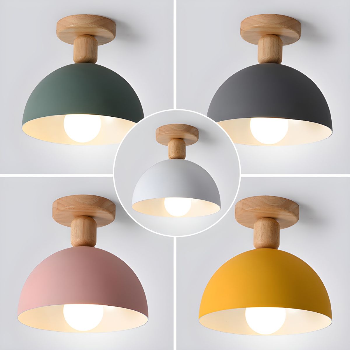 Nordic Dome Metal Shade Semi Flush Ceiling Light | Savira