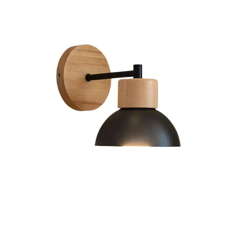 Nordic Japandi Wood Iron LED Wall Light Fixture | Timbera