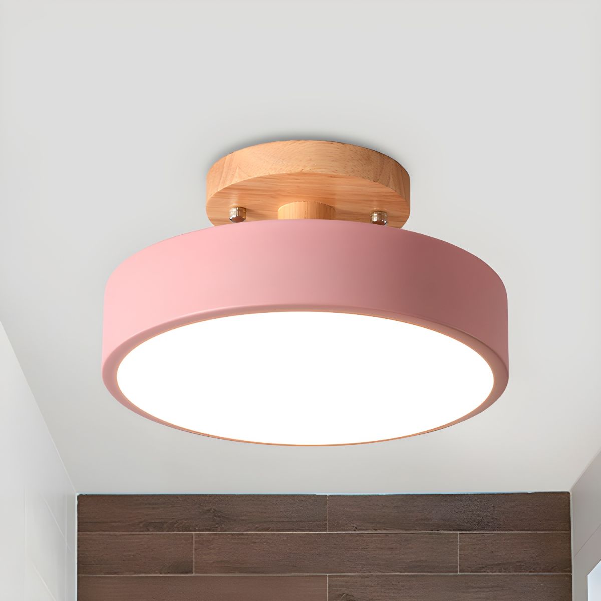 Nordic LED Ceiling Light with Wood Canopy Flush Mount | Linora