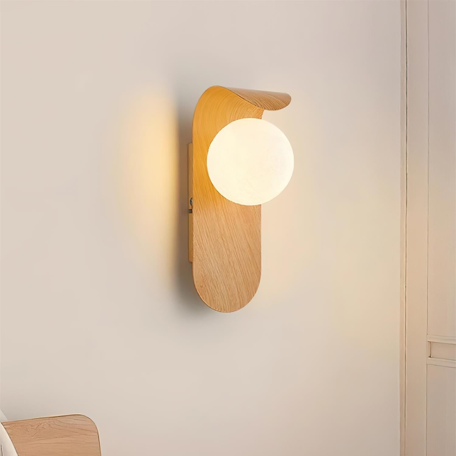 Nordic Minimalist Iron and Wood Accent LED Wall Light | Sarvian