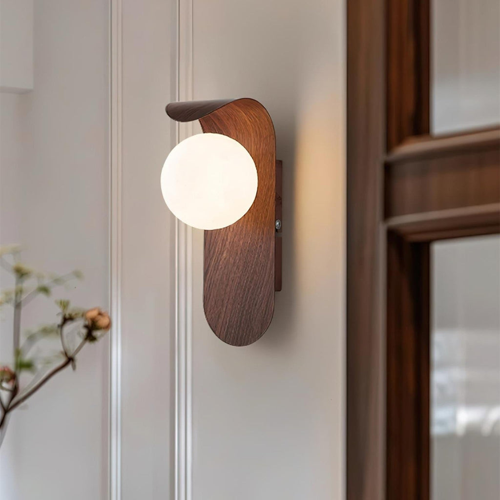 Nordic Minimalist Iron and Wood Accent LED Wall Light | Sarvian