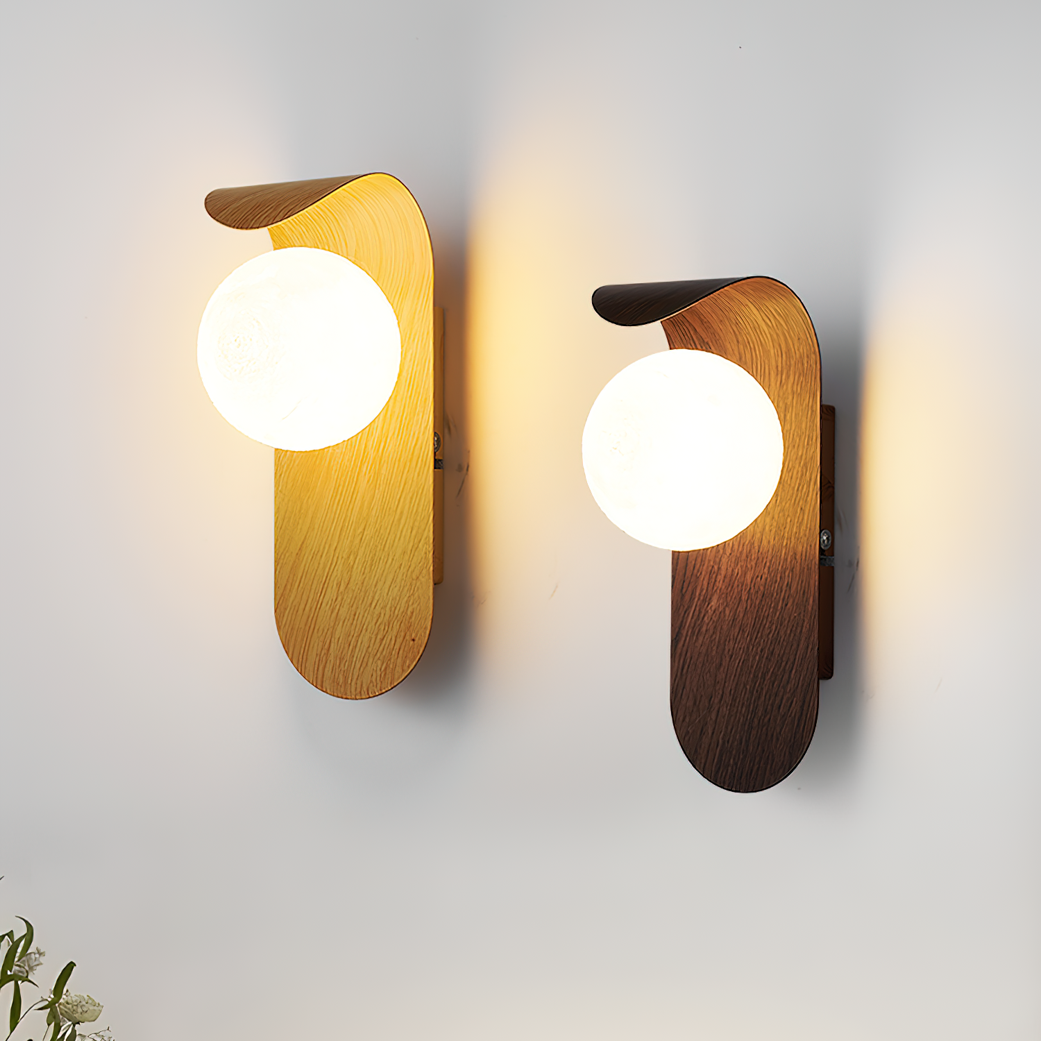 Nordic Minimalist Iron and Wood Accent LED Wall Light | Sarvian