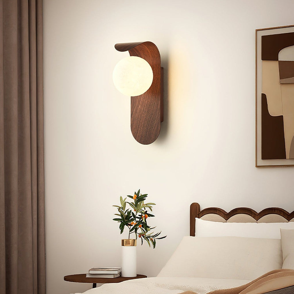 Nordic Minimalist Iron and Wood Accent LED Wall Light | Sarvian
