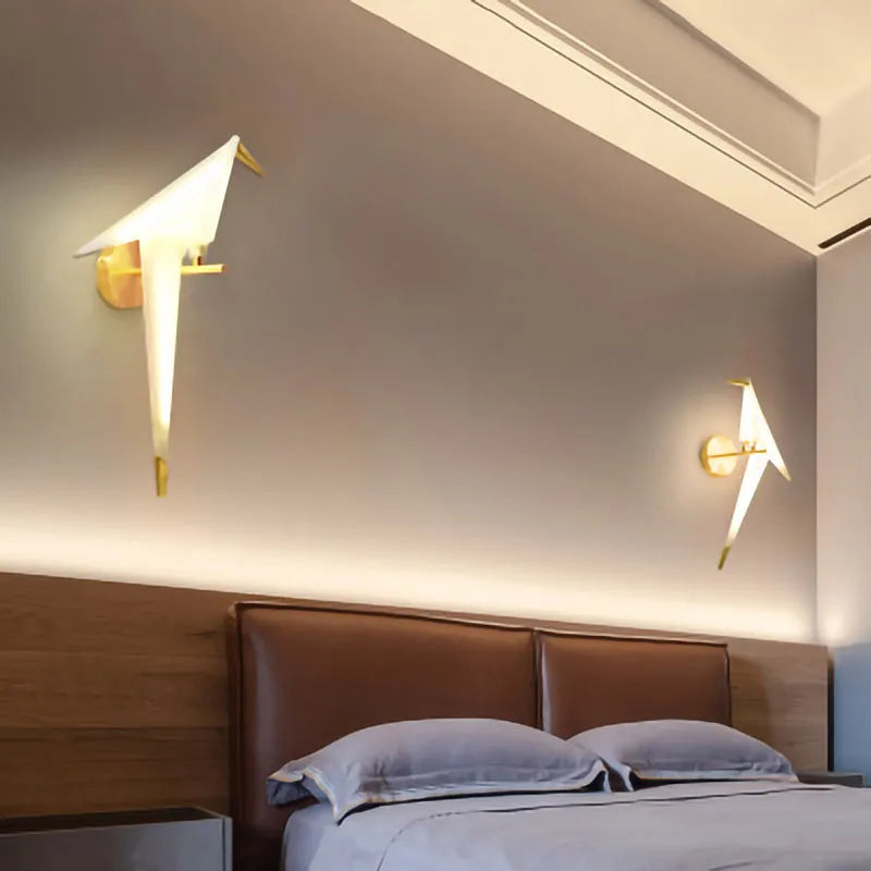 Nordic Paper Crane Acrylic LED Indoor Wall Light | Alnora