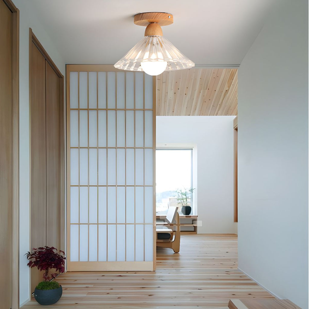 Nordic Style Ribbed Glass Cone Ceiling Light | Auriel