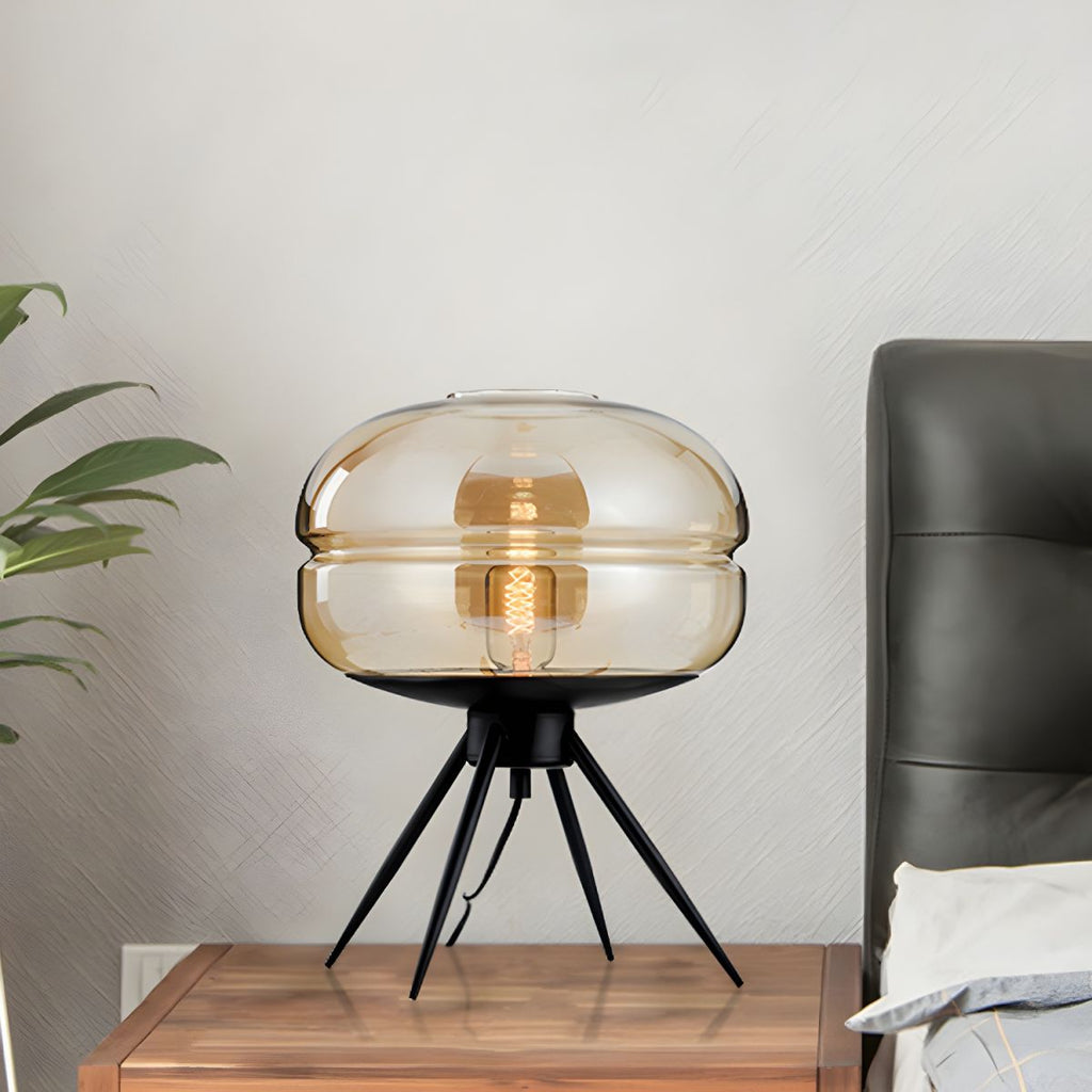 Nordic Table Lamp with Cognac Glass Shade | Zomila