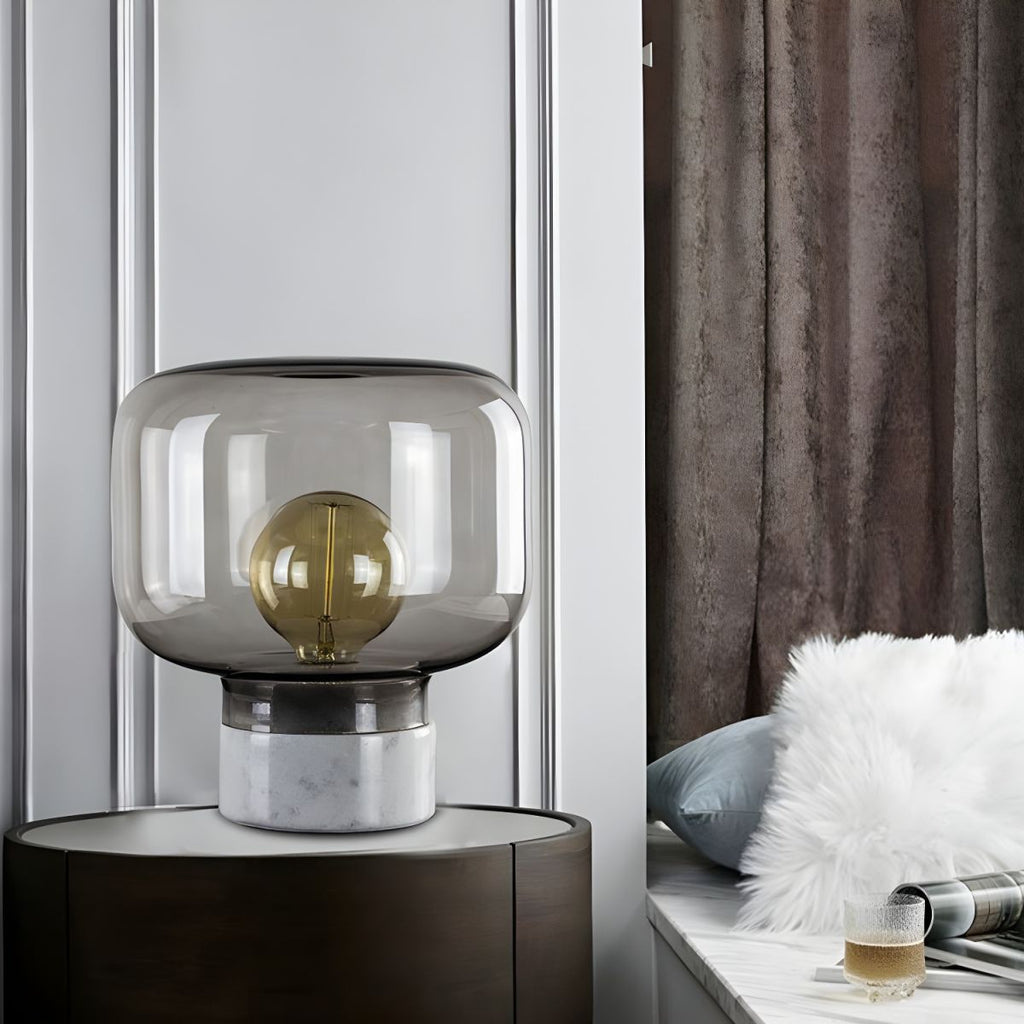 Nordic Table Lamp with Smoked Glass Drum | Pulnora