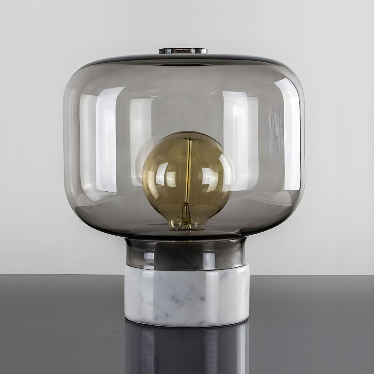 Nordic Table Lamp with Smoked Glass Drum | Pulnora