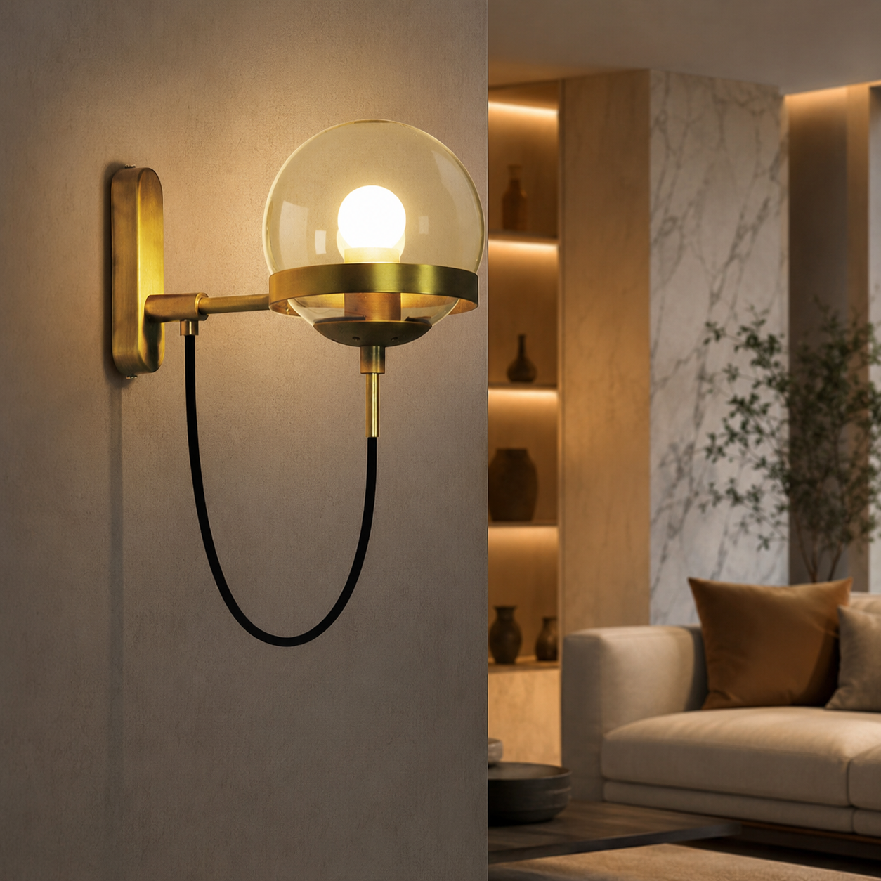 Nordic Vintage Glass Globe Wall Light Fixture Lamp | Helvino
