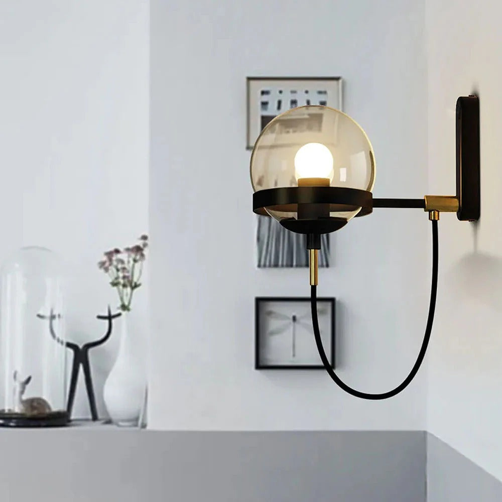 Nordic Vintage Glass Globe Wall Light Fixture Lamp | Helvino