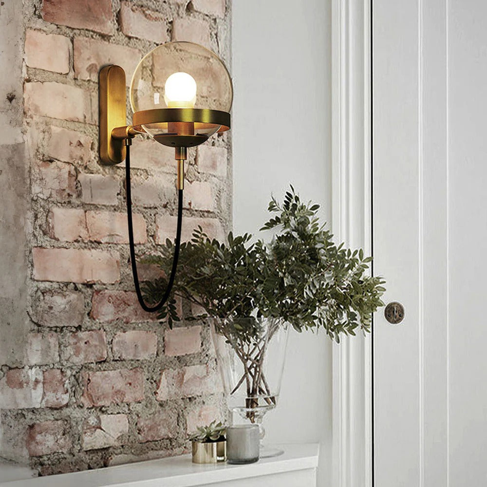 Nordic Vintage Glass Globe Wall Light Fixture Lamp | Helvino