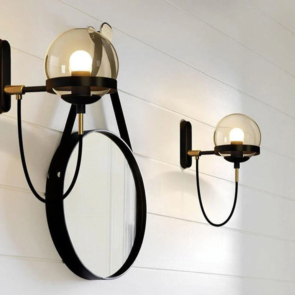 Nordic Vintage Glass Globe Wall Light Fixture Lamp | Helvino