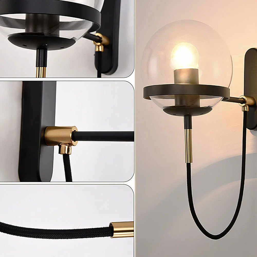 Nordic Vintage Glass Globe Wall Light Fixture Lamp | Helvino