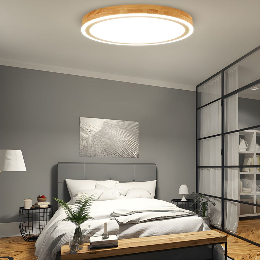 Nordic Wood LED Ceiling Light Flush Mount Round | Luvrion