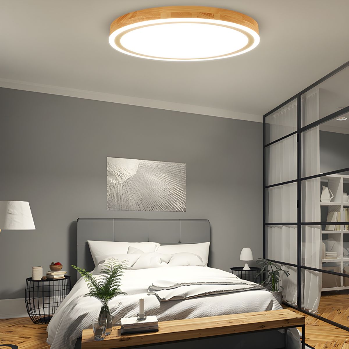 Nordic Wood LED Ceiling Light Flush Mount Round | Luvrion