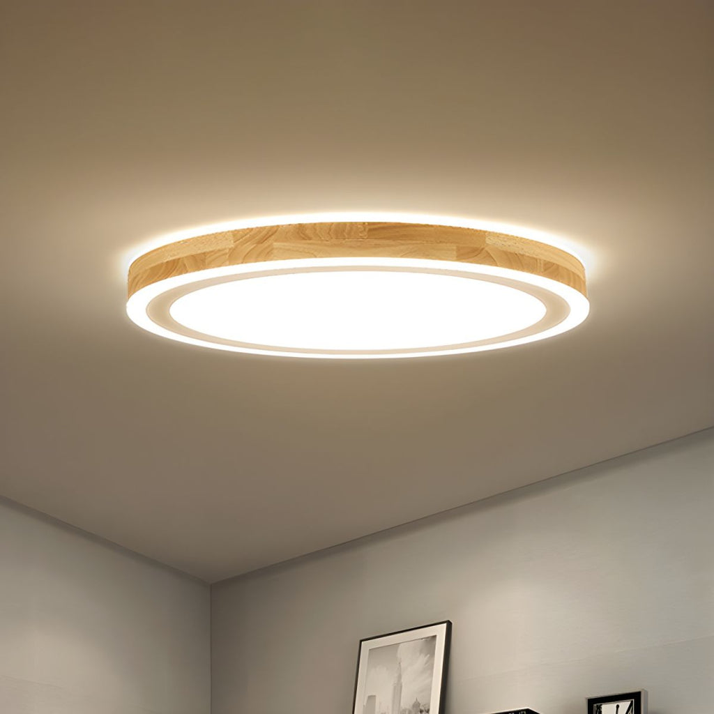 Nordic Wood LED Ceiling Light Flush Mount Round | Luvrion