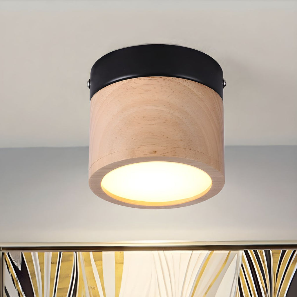Nordic Wood Shade Flush Ceiling Light Fixture | Auriva