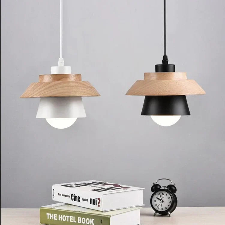 Nordic Wood and Metal LED Pendant Light Fixture | Lurenta