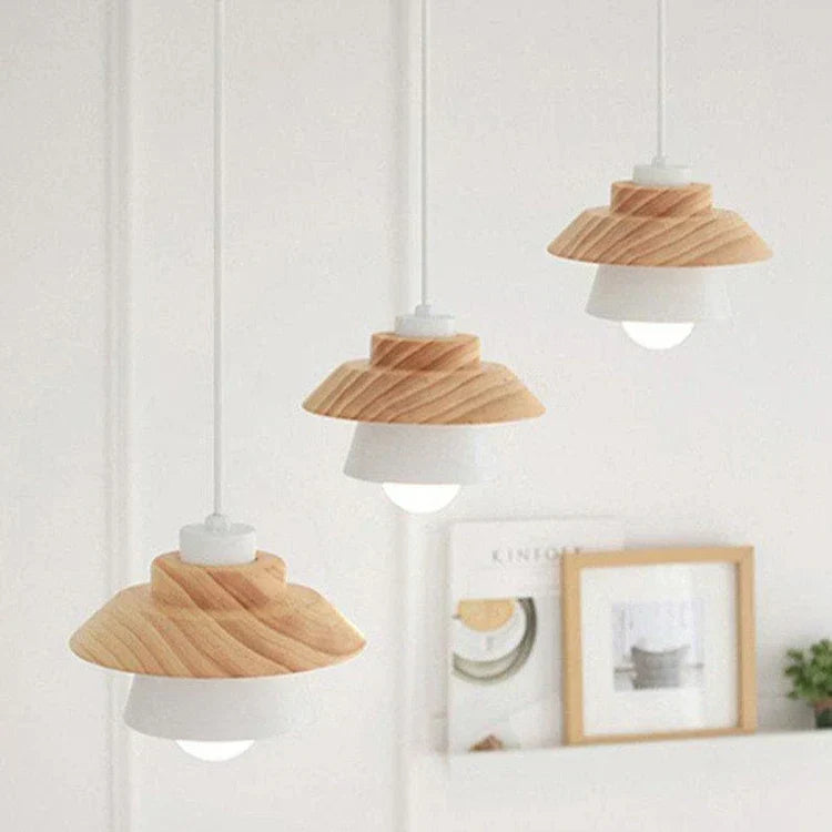 Nordic Wood and Metal LED Pendant Light Fixture | Lurenta