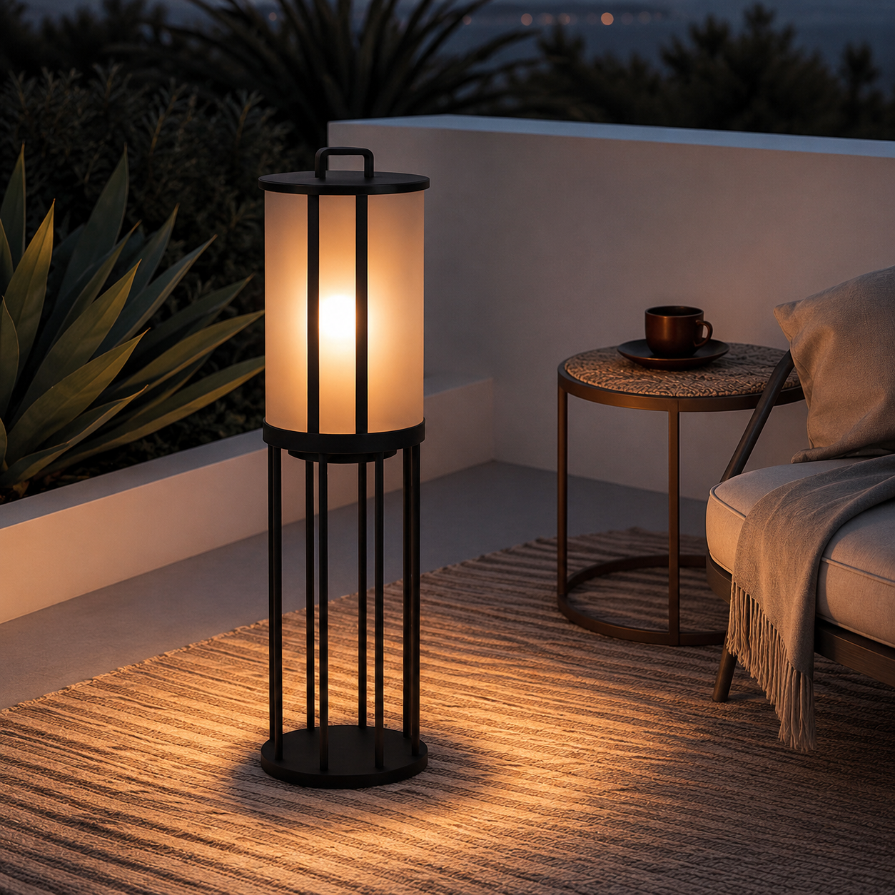 Outdoor Acrylic LED Pillar Lantern Light Modern Design | Ravion