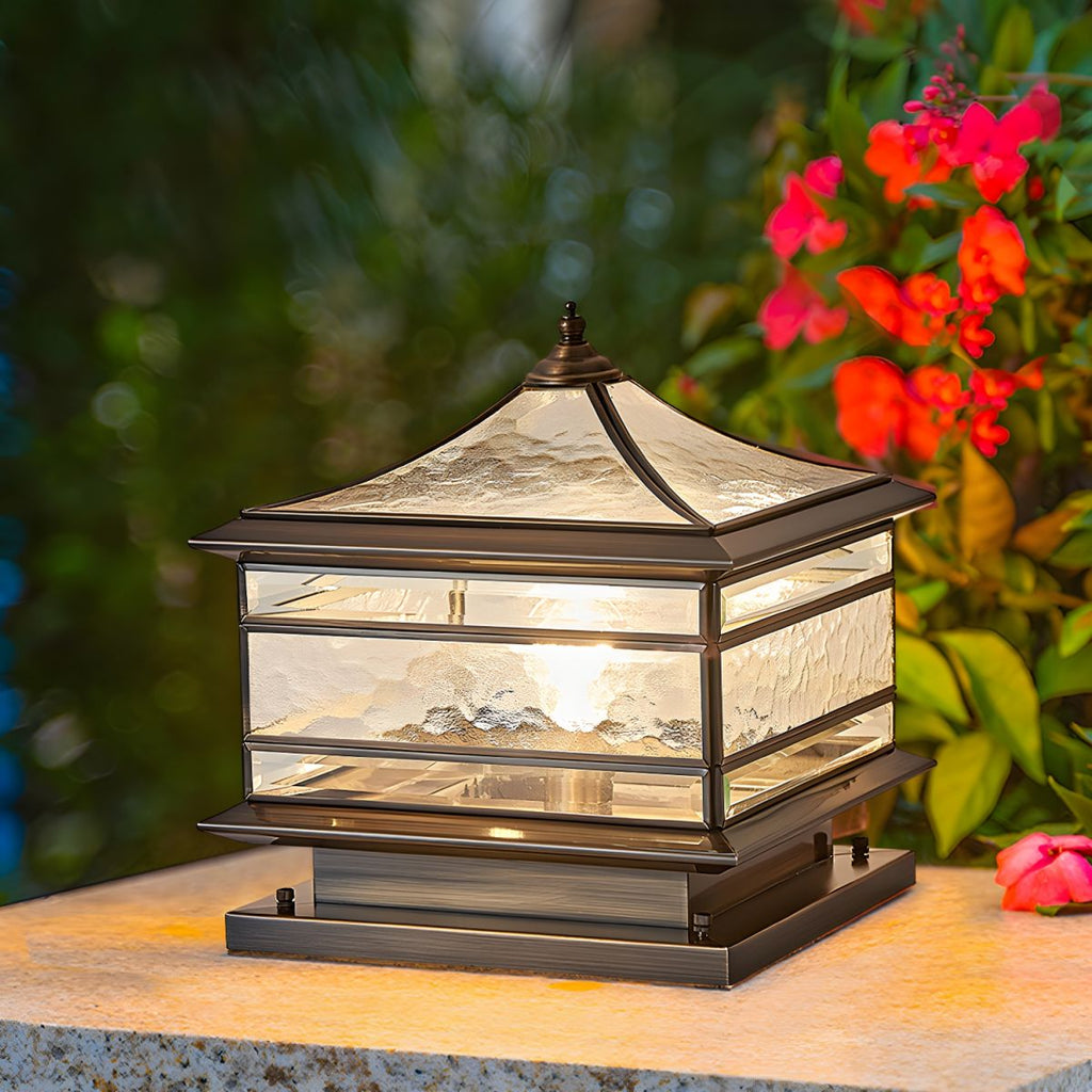 Outdoor Brass Square Light with Glass Shade Nordic Style | Gorlena