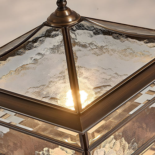 Brass Square Outdoor Wall Light - Nordic Glass Shade Sconce