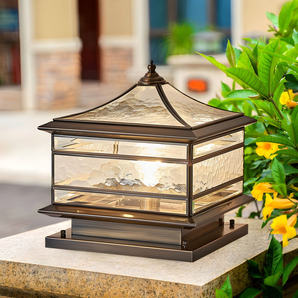 Outdoor Brass Square Light with Glass Shade Nordic Style | Gorlena