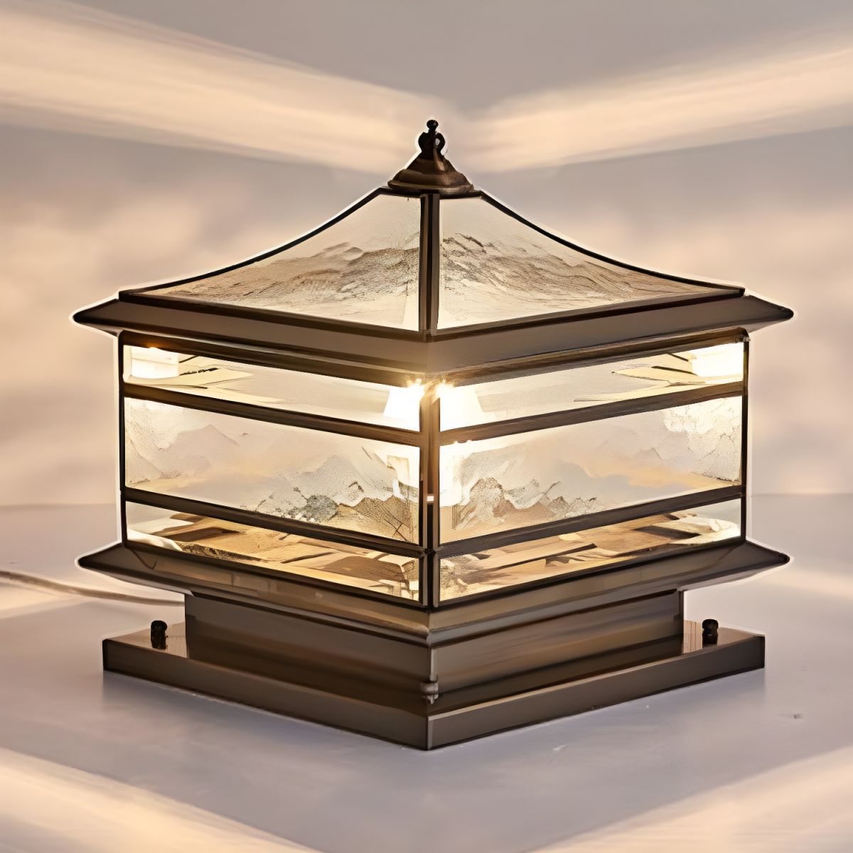 Outdoor Brass Square Light with Glass Shade Nordic Style | Gorlena