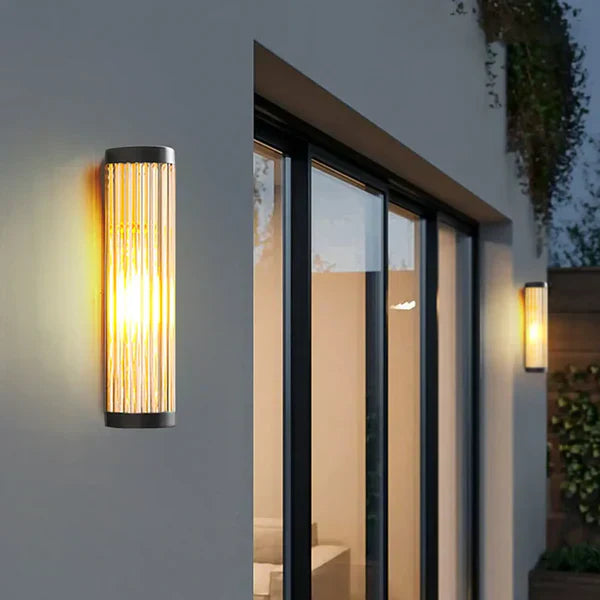 Outdoor Metal Glass Wall Light Warm LED Exterior | Telqor