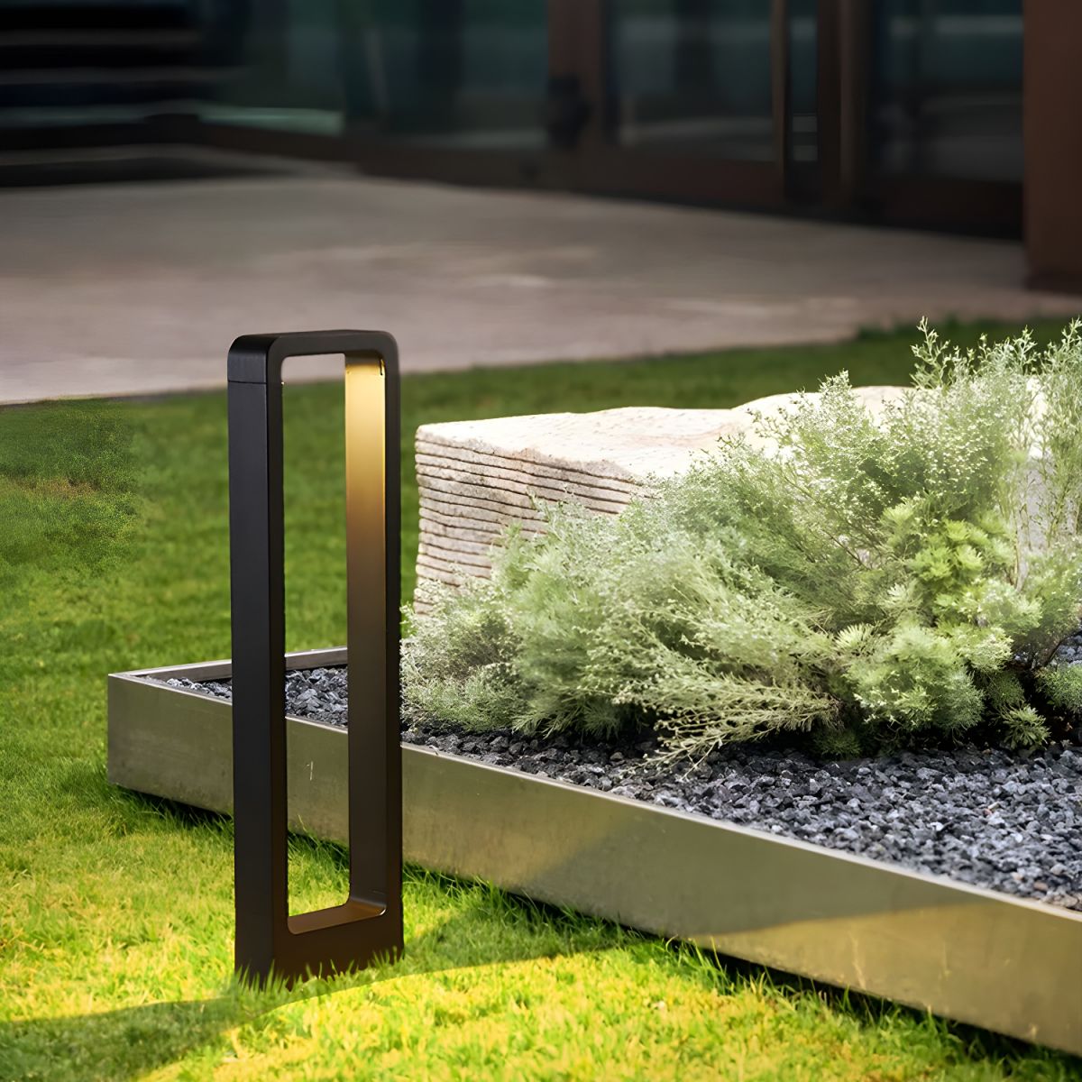 Outdoor Metal Pillar Light Glass Shade Modern Design | Marvexo