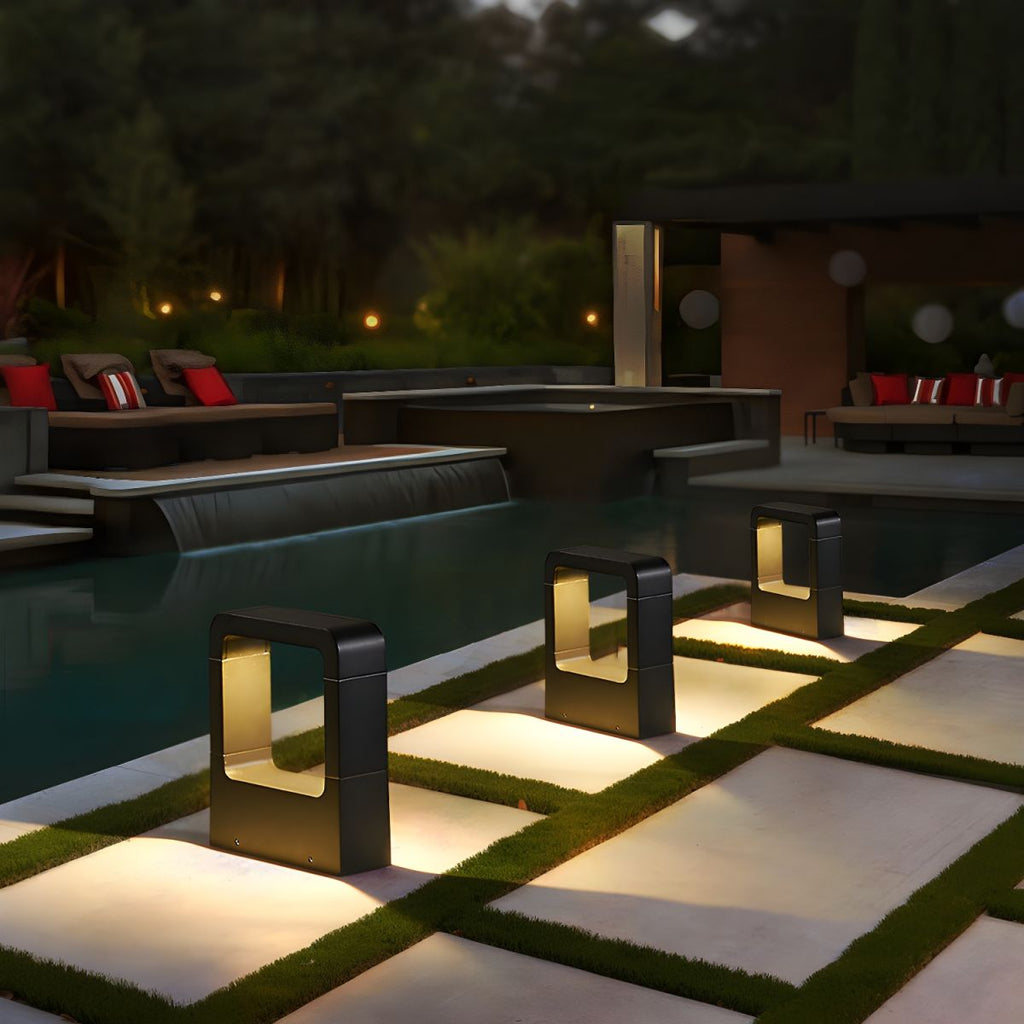 Outdoor Metal Pillar Light Glass Shade Modern Design | Marvexo