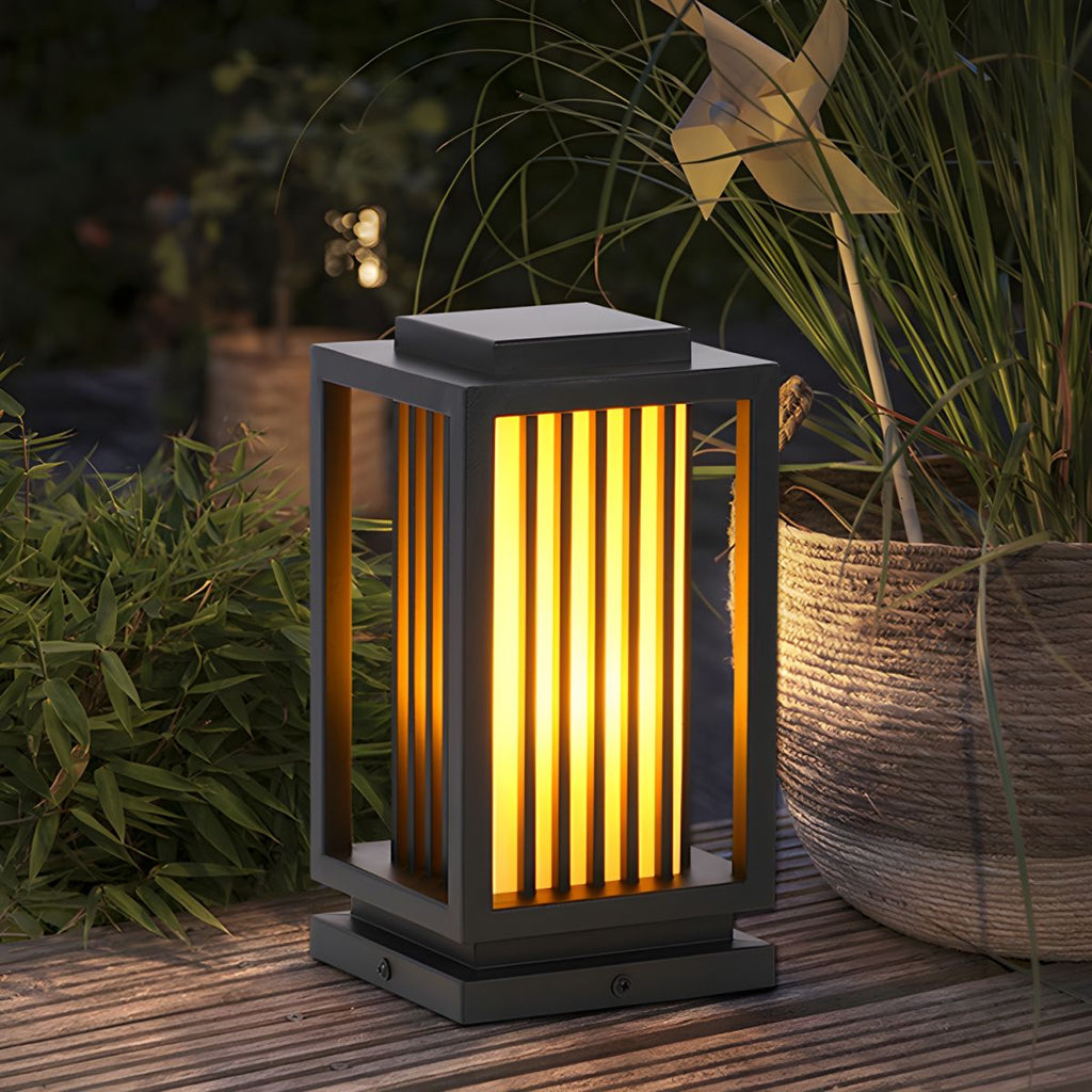 Outdoor Rectangular Pillar Light Black LED Modern | Larvex