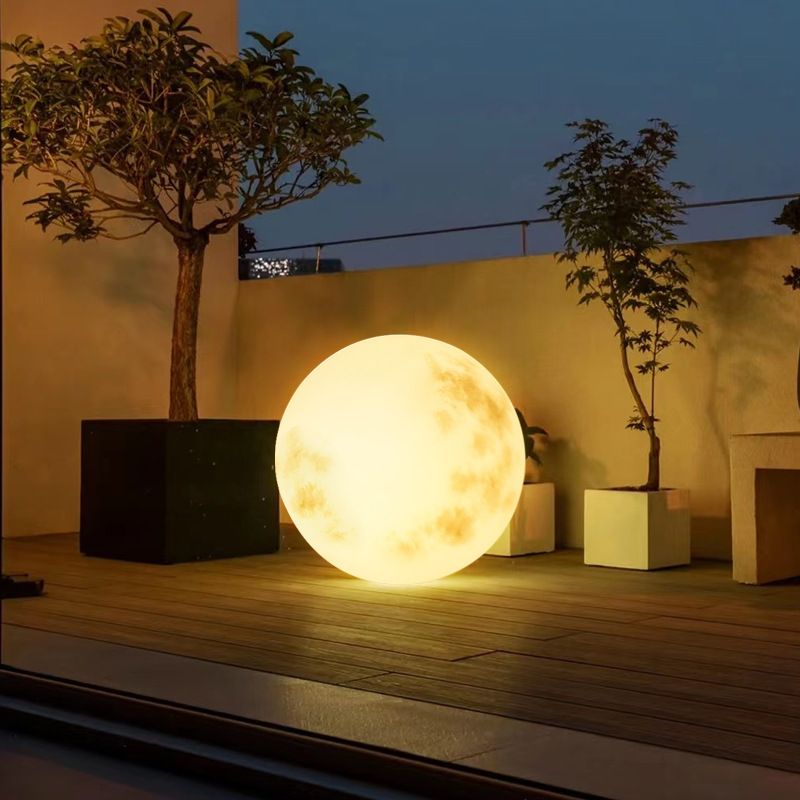 Outdoor Round Solar LED Light Multi Colour Resin Design | Korvane