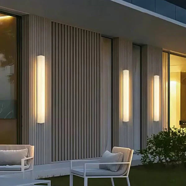 Outdoor Slim Wall Light with Imitated Alabaster Facade | Melvora
