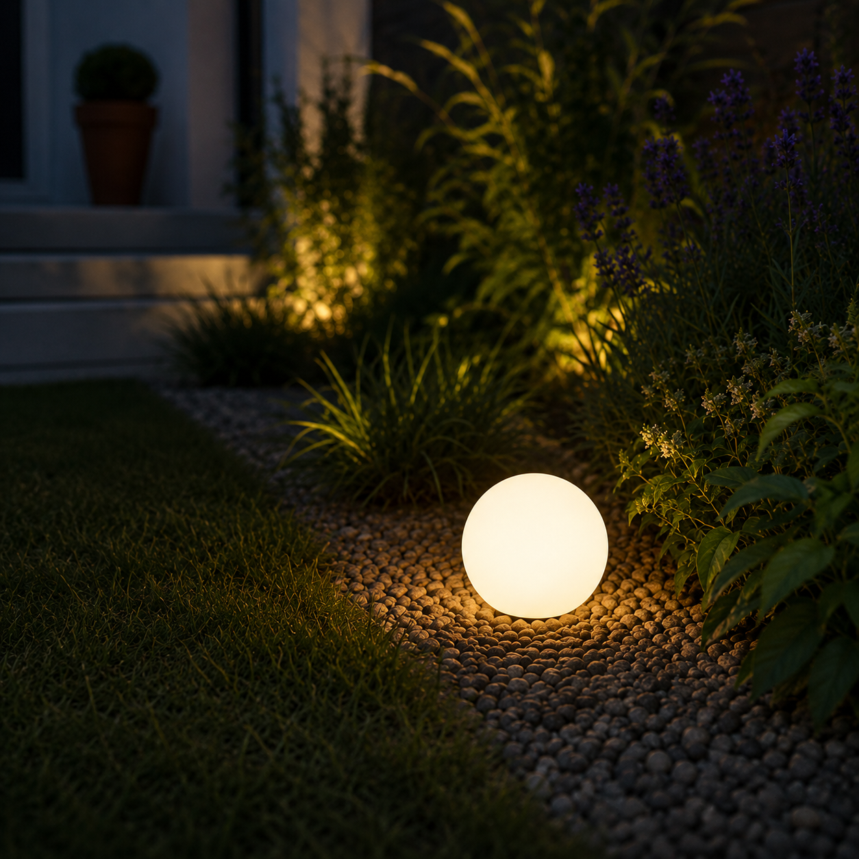 Outdoor Solar LED Sphere Light Modern Portable Design | Bravico