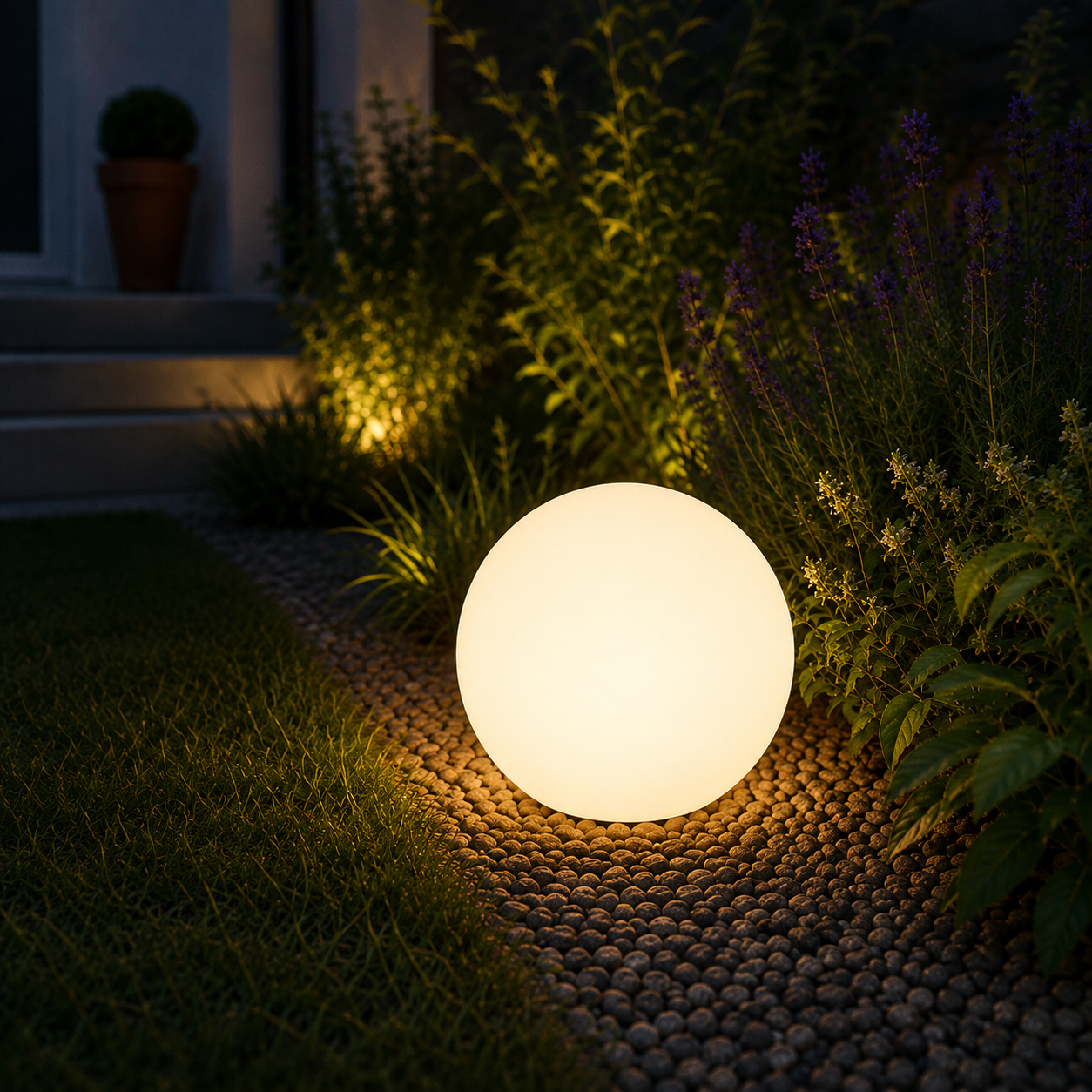 Outdoor Solar LED Sphere Light Modern Portable Design | Bravico