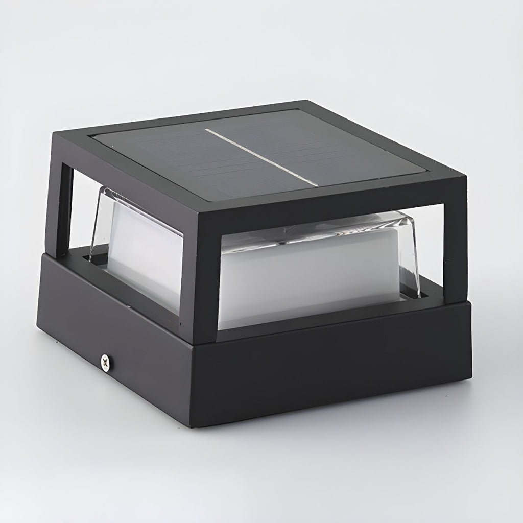 Outdoor Solar Metal Pillar Light Modern Geometry Design | Rarnico