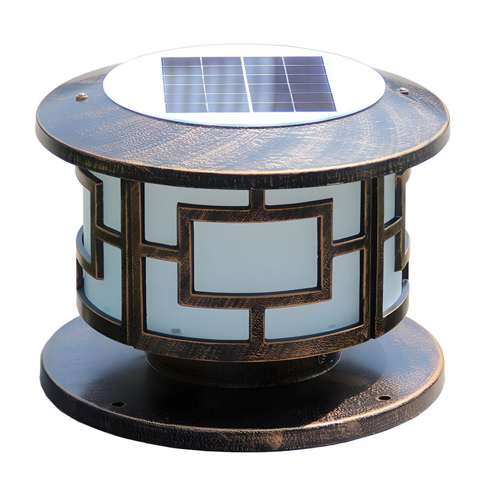 Outdoor Solar Metal Round Light Bronze Finish Modern | Harnico