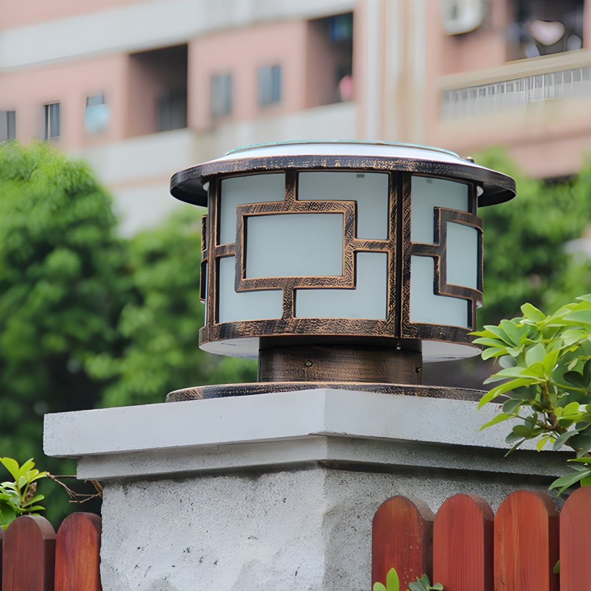 Outdoor Solar Metal Round Light Bronze Finish Modern | Harnico