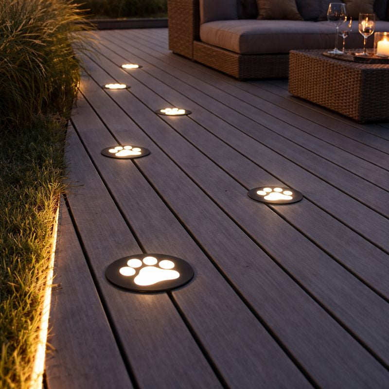 Paw Print Outdoor Ground Light Metal Acrylic In Ground | Brenico
