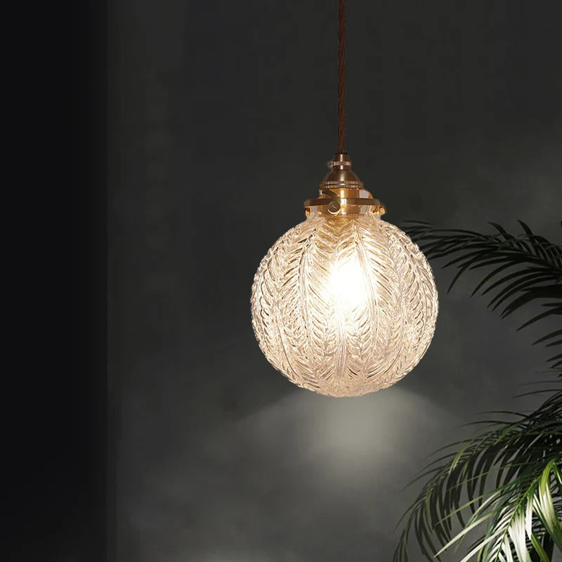 Pendant Glass Globe Hanging Light Colonial Style | Venelle
