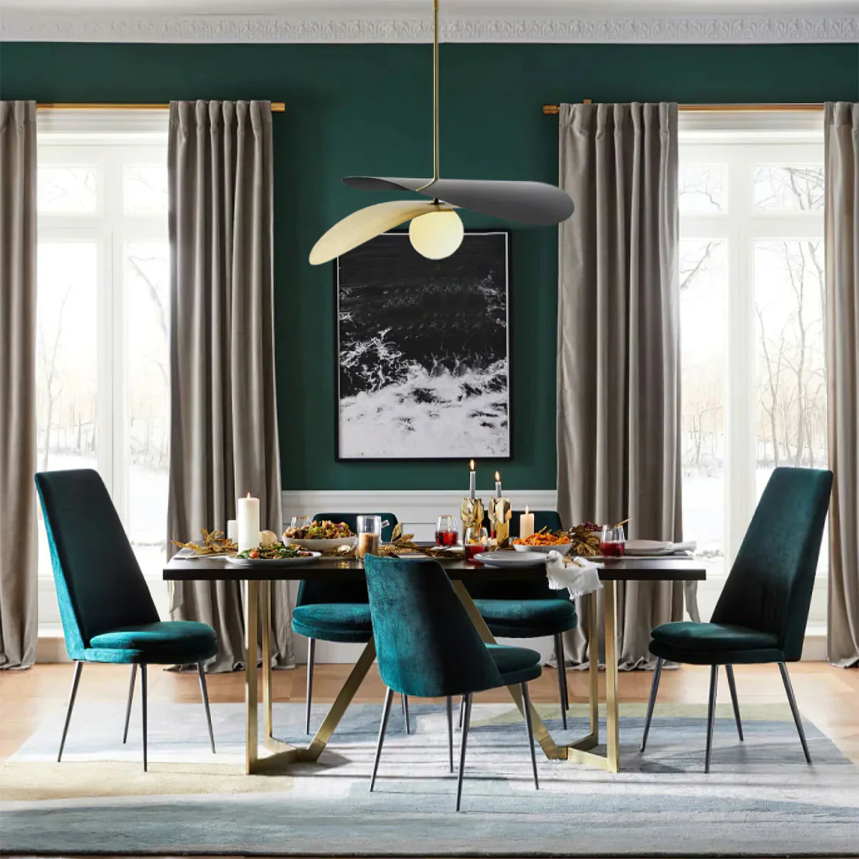Pendant Light Glass Metal Mid Century Style | Calirae
