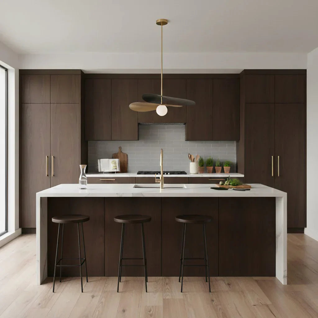 Pendant Light Glass Metal Mid Century Style | Calirae