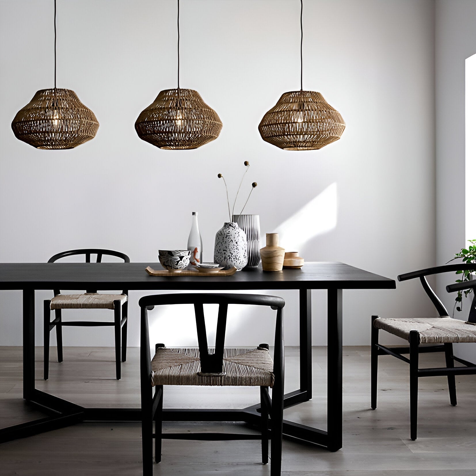 Pendant Light Handwoven Rattan Boho Style Modern Design | Luvora
