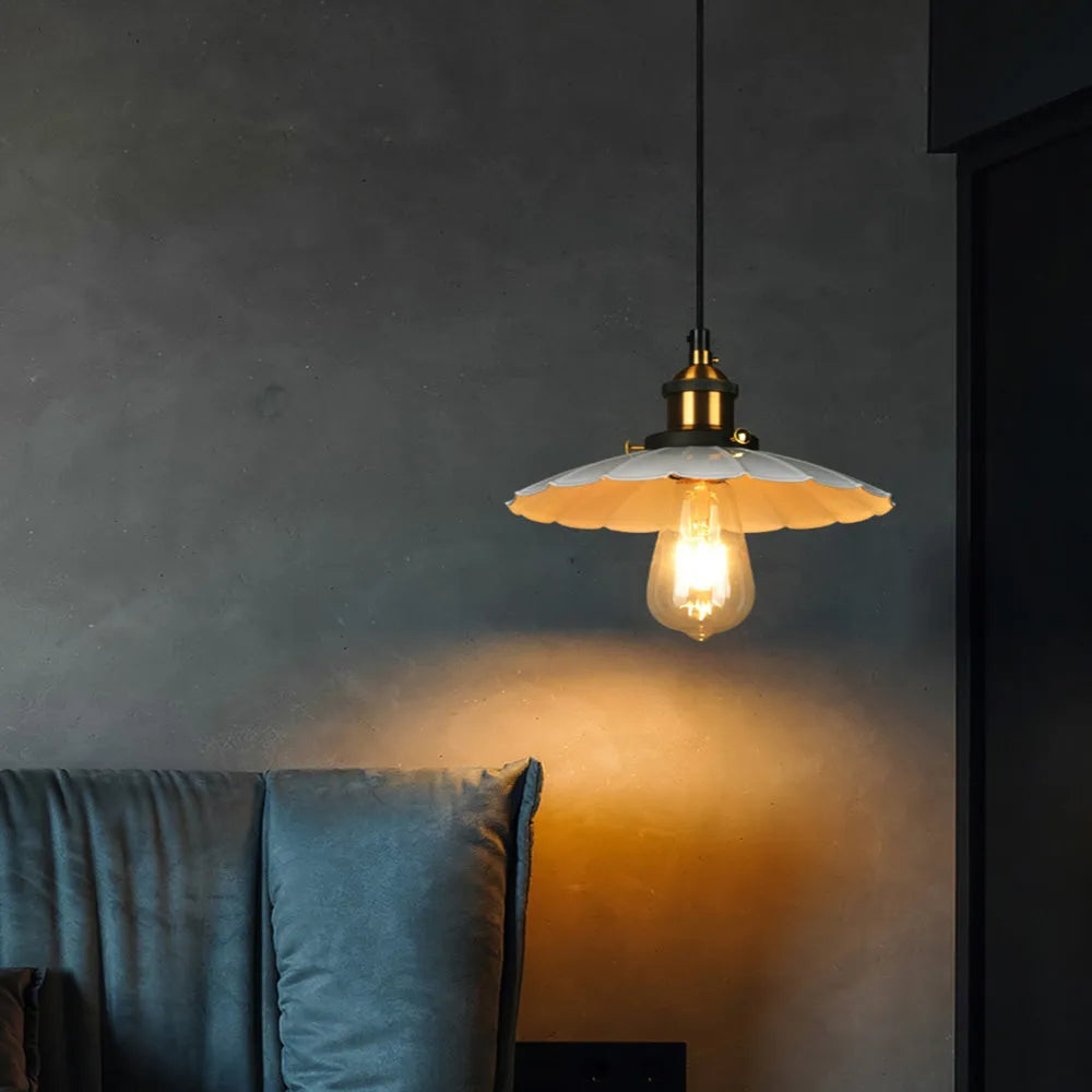 Pendant Light Iron Frame Nordic Style White Shade | Lenvora