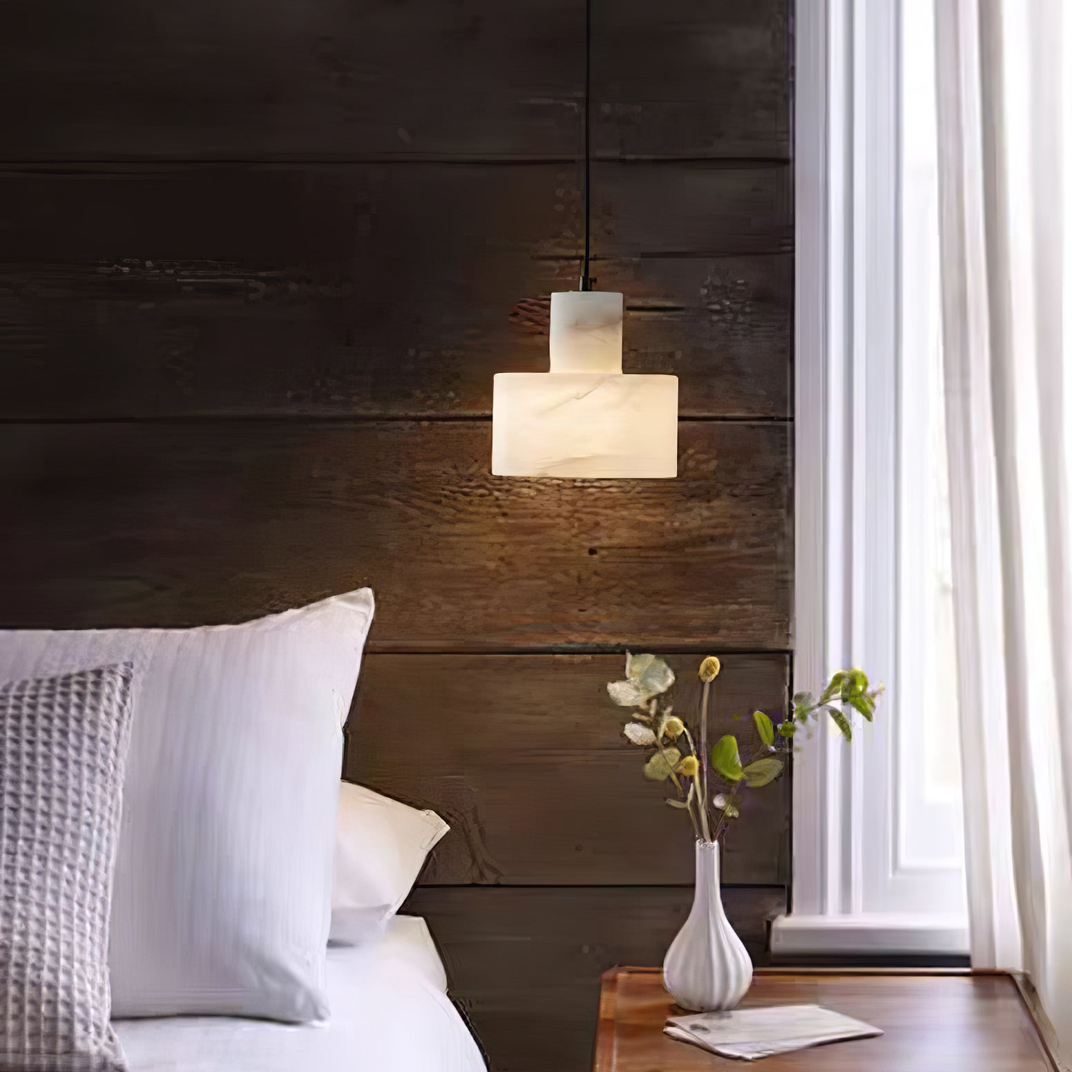 Pendant Light Nordic Alabaster Cylinder Design | Darnix