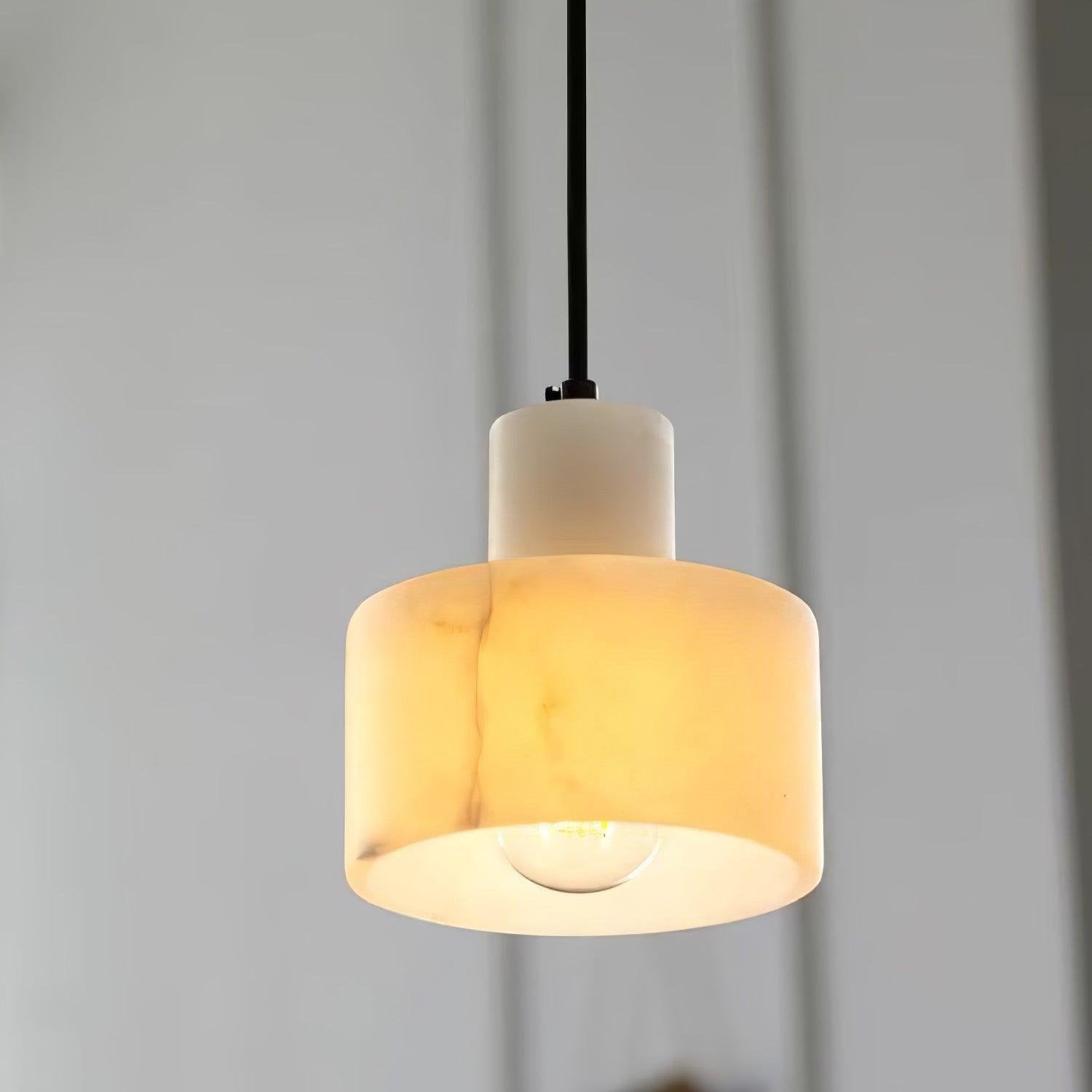 Pendant Light Nordic Alabaster Cylinder Design | Darnix