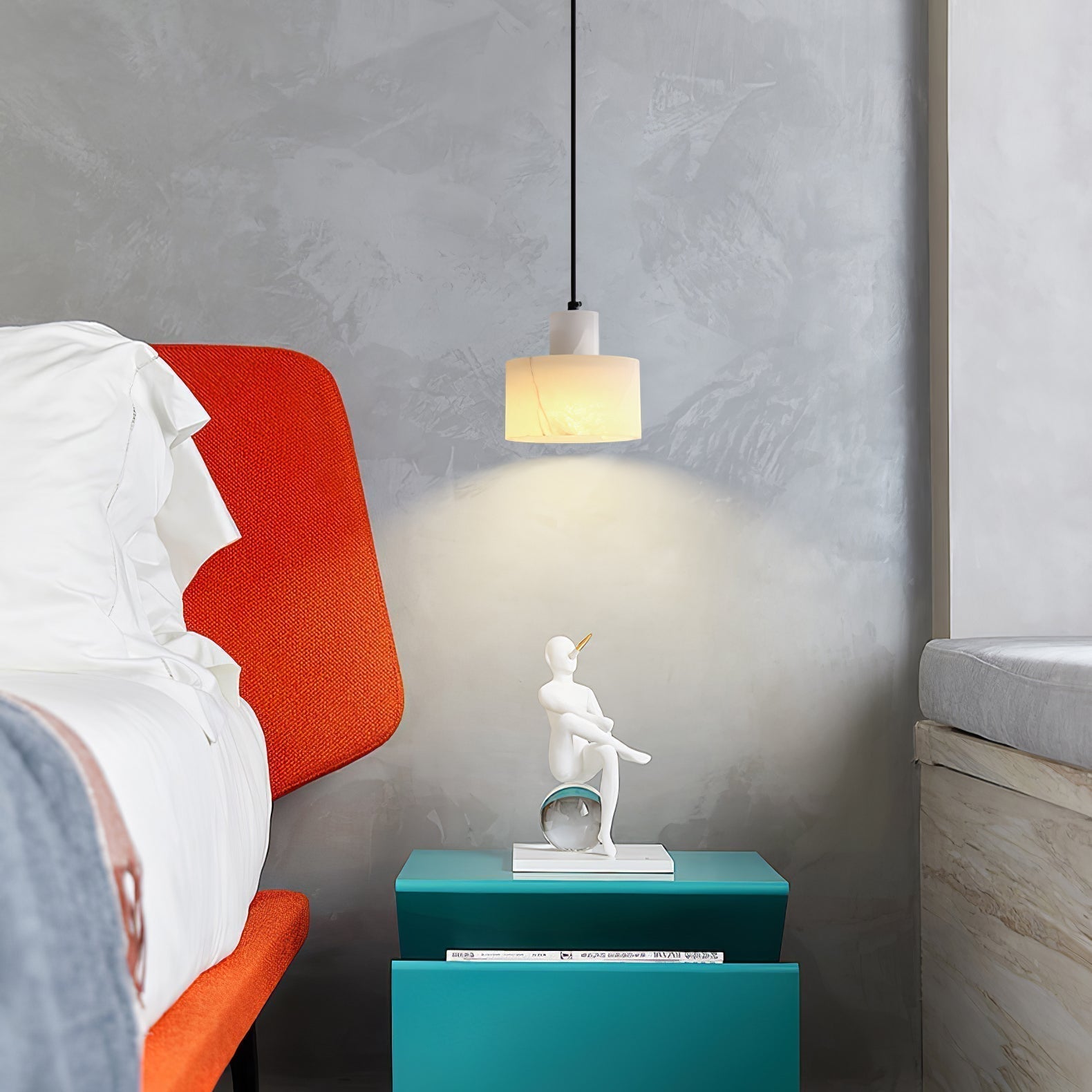 Pendant Light Nordic Alabaster Cylinder Design | Darnix