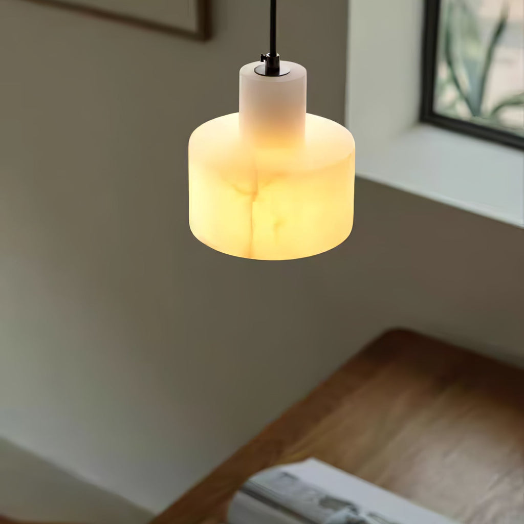 Pendant Light Nordic Alabaster Cylinder Design | Darnix