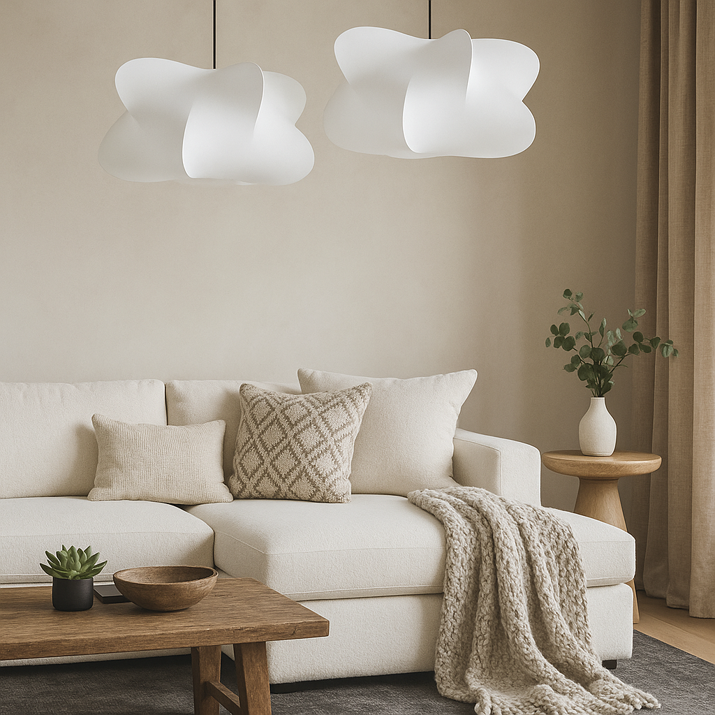 Pendant Light Silk Shade Modern Minimalist Design | Navora